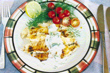 Dhufish with cucumber sauce